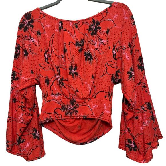 Free People women’s Last Time print boho belle sleeve top. Size small - Picture 2 of 5